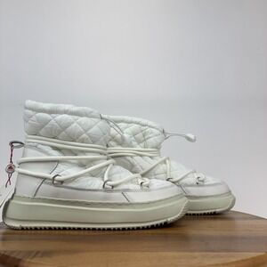 New Womens Pajar Gravita Ivory Quilted Nylon Lined Platform Snow Boots Size‎ 8.5
